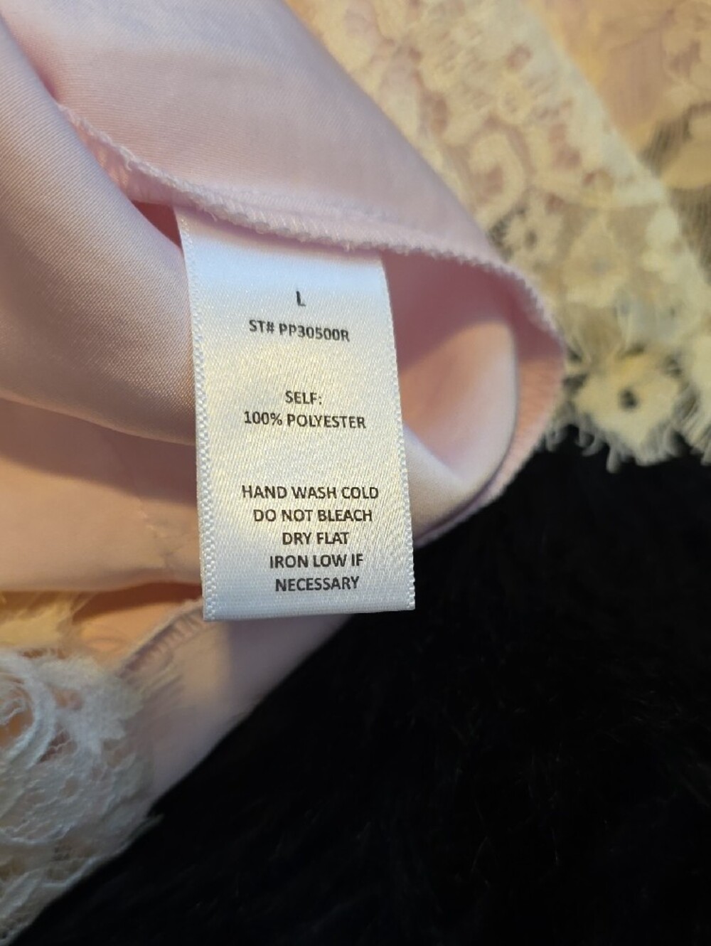 Women's Pink Satin Sleep Shorts with Cream Lace Trim - Picture 4 of 4
